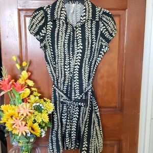 Floral & Leaf Short Sleeve Summer Dress